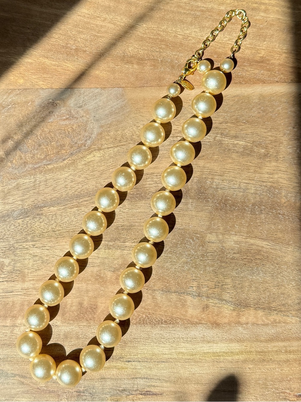 Vintage Joan Rivers Czech Glass Pearl Necklace Signed Gold Tone QVC Classics